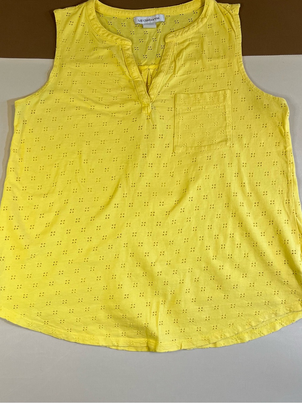 Liz Claiborne Bright Yellow Eyelet Sleeveless Tank